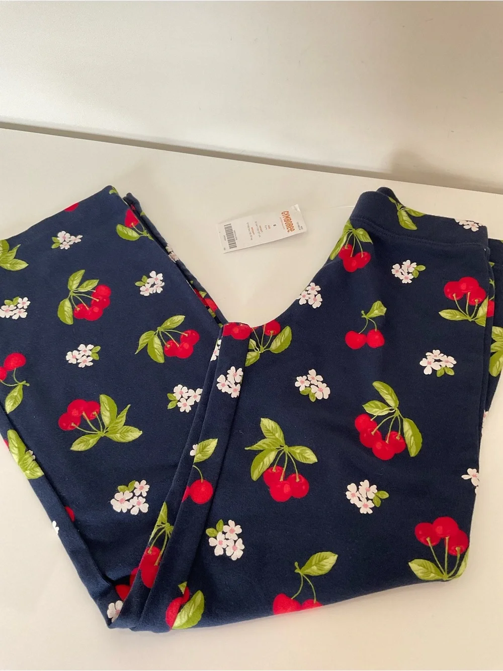 Gymboree Kids Navy Cherry Print Leggings Size 8 (NWT)